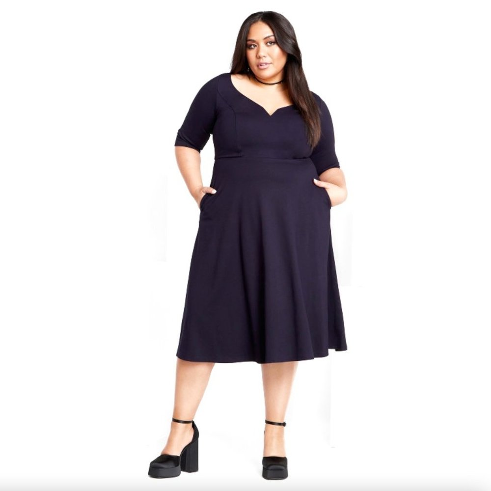 NWT City Chic Dress Cute Girl E/S Navy XL = 22 = 3X